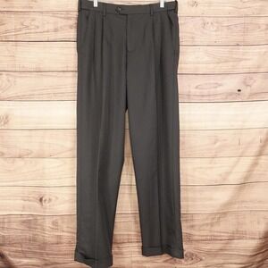 Croft & Barrow Dress Pants Mens 34x33 (36x34) Gray Classic Fit Pleated Cuffed